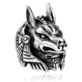 Vintage punk wolf farao ring retro zilveren dieren ring voor heren goth sieraden - Verstelbare Open Maat / Wolvenkoning 2