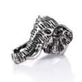 Vintage Silver Elephant Ring Punk Retro Animal Open Adjustable Ring for Men and Women - Open Adjustable / Elephant Pattern 8