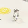 Süßer silberner Hasen Umarmung Ring mit roten Kristallaugen, verstellbarer offener Ring Damen. - Herr Kaninchen