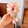 Süßes koreanisches Tulpen-Haargummis mit Bändern, elegante Blumen-Pferdeschwanz-Haaraccessoires. - 4# Gelb Rosa