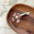 Koreanische bunte Blumen-Haarspange süße Acryl-Seitenklammer Entenschnabel Haarnadel für Damen. - Phantomviolett