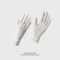 Gants de protection solaire en soie glacée avec UPF50+ et doigts rabattables pour extérieur. - Gris