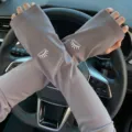 Manchettes de protection solaire femmes soie glacée respirante conduite plein air anti UV - Taille unique / Gris clair