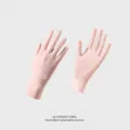 Gants de protection solaire en soie glacée été tactile antidérapant anti-UV rabat - Rose