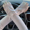 Manches anti-UV d'été en soie de glace pour femmes, respirantes pour la conduite en plein air. - Taille unique / Blanc