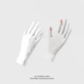 Gants de protection solaire en soie glacée pour femmes anti-UV écran tactile antidérapant - Blanc