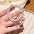 Verlauf Rosa Blau Kristall Perlenarmband mit Schmetterling Anhänger und Verlängerungskette - Hellblau