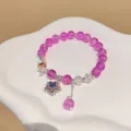 Bracelet de perles craquelées en cristal avec pendentif étoile étincelant, bijoux pour femmes. - Violet Raisin