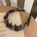 Cerchietto per capelli in tessuto scozzese avvolto da denti stile coreano moda quotidiana - Stile Preppy