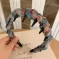 Cerchietto per capelli in tessuto stile coreano con denti fascia chic alla moda giornaliera - Rosa Sale Marino (3 Fili)