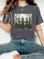 Vintage washed dark gray graphic t-shirt featuring cool witch art for women casual wear. - Mixed Grey