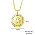 Colgante de pentáculo de Salomón de acero inoxidable bañado en oro de 18k talismán - Collar Estilo 39 / 35x38mm