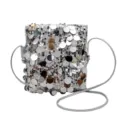 Silberne Pailletten Umhängetasche für Damen, glitzernde Mini Schultertasche mit Riemen. - Silber