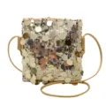 Kleine Pailletten Umhaengetasche fuer Damen, modische glitzernde Schultertasche Gold. - Gold