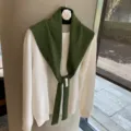 Knit knotted small shawl layered with white sweater, stylish autumn detachable collar scarf. - One Size / Army Green