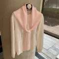 Knitted knotted small shawl women autumn outer wear elegant fake collar scarf versatile layering - One Size / Pink
