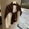 Bufanda chal de punto de lana lisa mujeres invierno chaleco capas cálido y moda - Chal / Café / 178cm