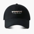 Schwarze Baumwoll-Baseballcap mit farbigen Herzen und motivierender Stickerei vorne. - Verstellbar / Schwarz