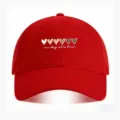 Rote Baseballkappe mit Herzmuster und inspirierendem Spruch, Freizeithut für Damen und Herren. - Verstellbar / Rot
