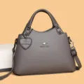 Sac a main femme gris en cuir PU elegant sacepaule bandouliere pour travail et quotidien - Gris