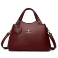 Sac à main en cuir rouge vin pour femme, élégant sac porté épaule et bandoulière tendance. - Bordeaux