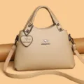 Sac a main en cuir PU pour femme sac a epaule elegante sac cabas travail quotidien - Kaki Foncé