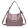 Elegante borsa a tracolla da donna grande capacità shopper in pelle PU con chiusura in metallo. - Viola
