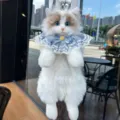 Χριωδής προσομοίωση γάτα ragdoll βελούδινο σακίδιο πλάτης χνουδωτό γατάκι κούκλα δώρο - Ragdoll Cat Backpack [Blue Scarf]