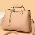 Elegante PU lederen handtas voor dames schoudertas shopper met metalen handvat en hanger - Roze
