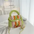 Sac bandoulière en tricot épais fait main sac crochet coloré sac à main mignon pour femmes - Kit de Matériel Vert Clair Avec Tutoriel