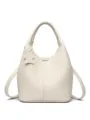 Off-white leather bucket bag, stylish single shoulder crossbody handbag variant, daily purse. - Off White