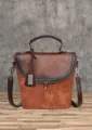 Vintage bruine dames schoudertas van PU leer crossbody tas met handvat en een slot. - Bruin
