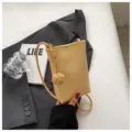Sac bandoulière mini jaune pour femme, petit sac téléphone en cuir souple avec nœud. - Jaune