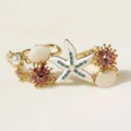 Böhmischer Strand Muschel Seestern Armband Sommer goldfarben Ozean Kristall Schmuck - Weißer Seestern Armband