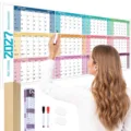 2027 wall calendar yearly planner schedule organizer with markers and tube for office home - Multicolor Style B (Year 2027) / Roll Packaging