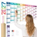 2027 wall planner calendar with markers, annual schedule organizer for office and home use. - Multicolor Style A (Year 2027) / Roll Packaging