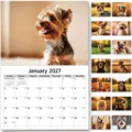 2027 cute dog wall calendar detail view, monthly calendar planner with adorable puppy photos. - Dog Theme Wall Calendar (2027) / Year 2027
