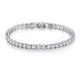 Détail de bracelet tennis en strass argenté, superbe chaîne en zircone simple. - 3mm / Or blanc