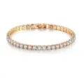 Bracelet tennis rond en or rose étincelant cristal zircon simple rang bijoux pour femmes. - 3mm / Or rose
