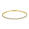Nahaufnahme des goldenen Tennisarmbands mit funkelnden Steinen und sicherem Verschluss. - 2.5mm / Gold
