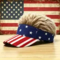 Funny American flag visor hat with blonde spiked hair novelty baseball cap outdoor sun hat - M (56-58cm) / USA Flag 5