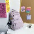 Japanse stijl grote capaciteit schoolrugzak voor studenten, schattige lavendel casual rugzak. - Enkele Tas / Lichtpaars