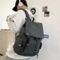 Stijlvolle grote capaciteit grijze lederen rugzak voor heren dames streetwear schooltas. - Enkele Tas / Grijs