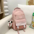 Roze Harajuku schoolrugzak Leuke casual dagrugzak voor dames meisjes grote capaciteit - Enkele Tas / Roze