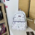 Leuke schoolrugzak met doodle patroon voor meisjes, grote capaciteit casual tas in wit - Enkele Tas / Paars
