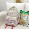 Casual Harajuku canvas rugzak voor dames en studenten, grote capaciteit schooltas. - Enkele Tas / Beige