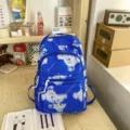 Grote blauwe schoolrugzak met schattig berenpatroon voor studenten en dagelijks gebruik. - Enkele Tas / Blauw