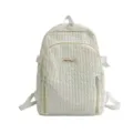 Casual studenten rugzak effen gekreukte stof lichtgewicht dagelijkse schooltas wit - Enkele Tas / Wit