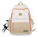 Canvas rugzak voor studenten met grote capaciteit en leuke lachende patch casual tas. - Enkele Tas / Melkwit
