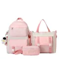 Roze schoolrugzak set drie stuks schattig nylon studenten tas vrije tijd capaciteit - Driedelige set zonder hanger / Roze